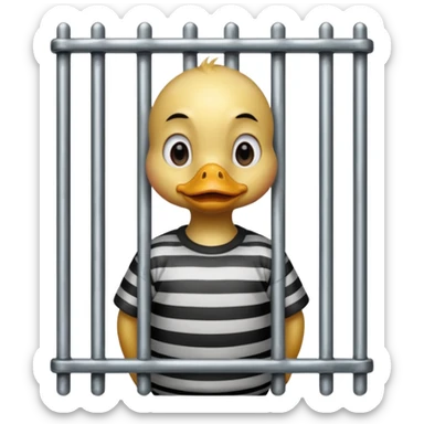 duckling thief gripping jail bars sticker