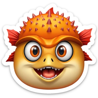 All Orange BlowFish Eyes Facing Forward all Spikes with mouth open Arizona Cardinals Hat sticker