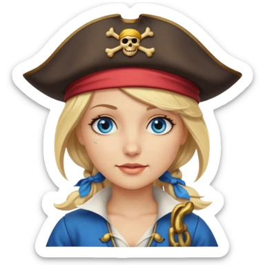 blonde woman blue eyes pirate sticker