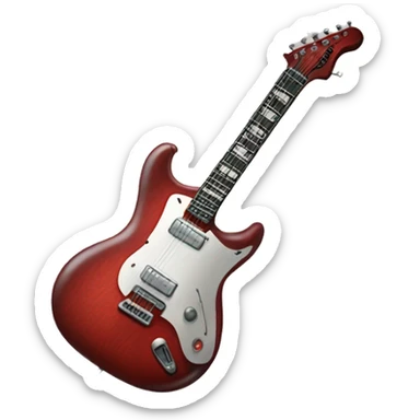 Electric guitar with the body of an anatomically correct human heart sticker