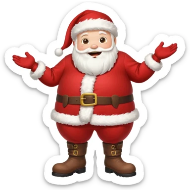 A round-bellied Santa cosplay guy with oversized boots, laughing warmly sticker