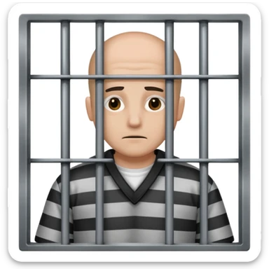 criminal in jail behind bars the bars should be in front of the person and the bars can be over the person's face sticker