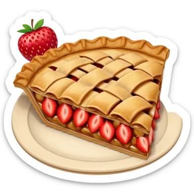Apple pie emoji with slice strawberry above the cake  sticker