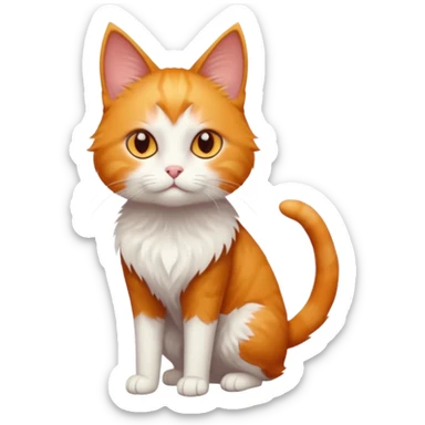 full body of tiny + skinny ginger and white cat with deep orange eyes and triangular shaped face sticker