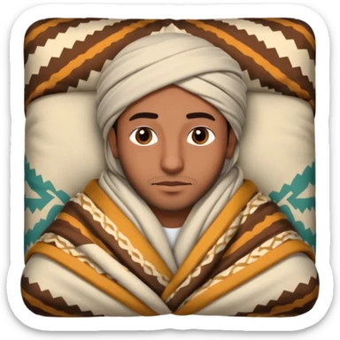 Un arabe haciendo gesto de dormir solo la cabeza y la manta que lleva que sea larga sticker