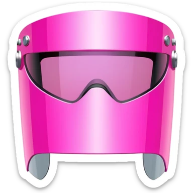 oversized frameless pink shield visor, futuristic Y2K style, wrap-around one-piece lens sticker