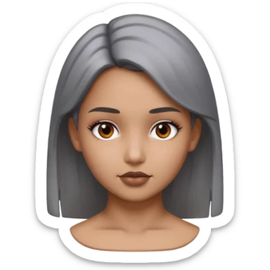 gray metal painted girl bust face included sticker