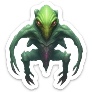 alien creature scifi roguelike rpg style inspired by slay thee spire monster desing for in-game use sticker