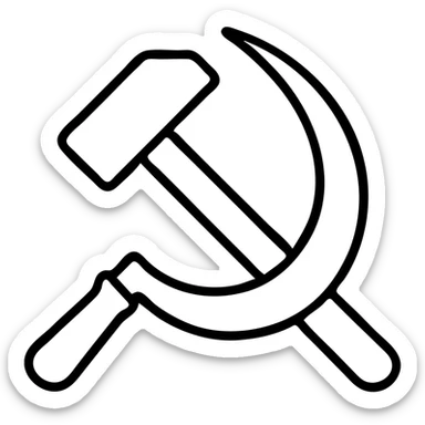 A hammer and sickle tool symbol with the hammer and sickle crossed sticker
