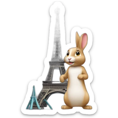 Rabbit and Eifel Tower sticker