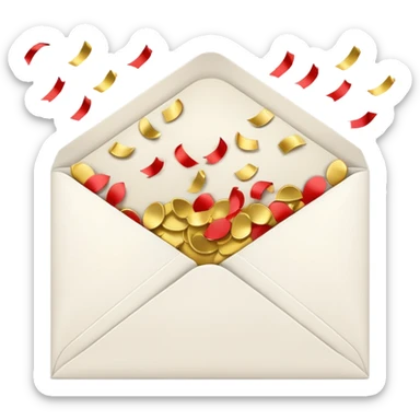 white envelope with gold confetti sticker