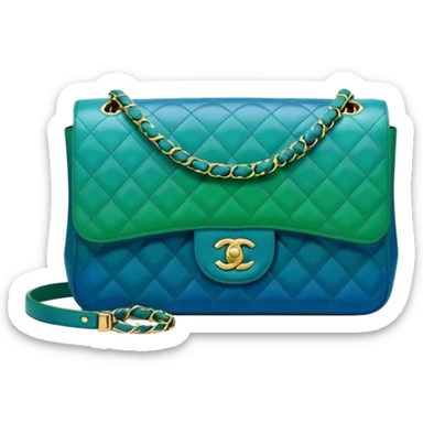 Chanel classic flap bag blue ombre to green sticker
