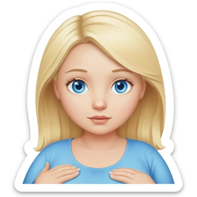 Blonde girl with blue eyes, pregnant with child sticker