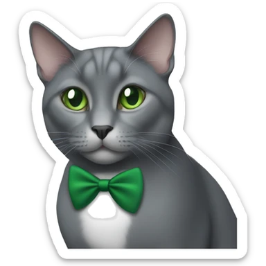 solid gray tuxedo cat with green eyes sticker