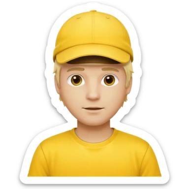 yellow tennis hat and yellow tshirt blonde man sticker