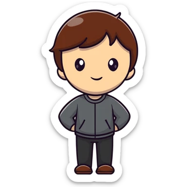 sad person with brown short hair sticker