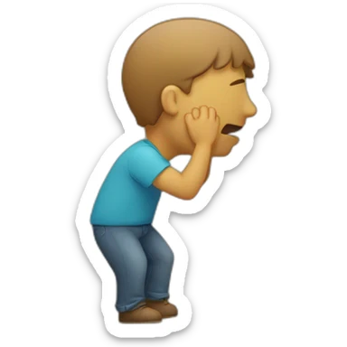 a man knocking on a wall with his head sticker