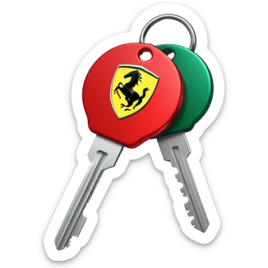 red Ferrari key with a green background sticker