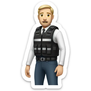 man standing with stab vest  sticker