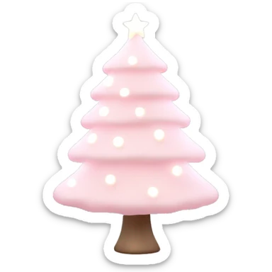 soft light pink christmas tree with white lights  sticker
