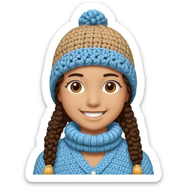 high school student wearing a crochetted winter hat sticker