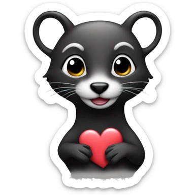 cute black weasel with hearts sticker