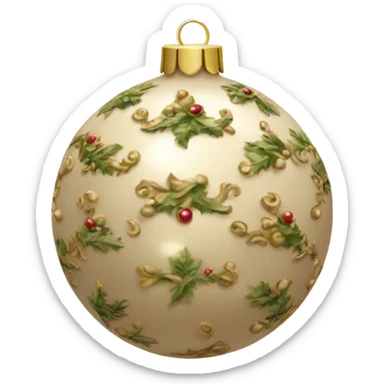 Christmas tree rococo beige  bauble sticker