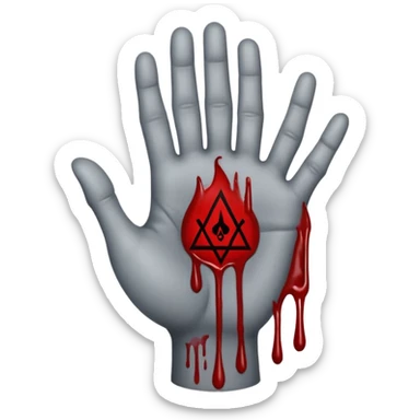 bloody grey hand with an occult symbol on the palm sticker