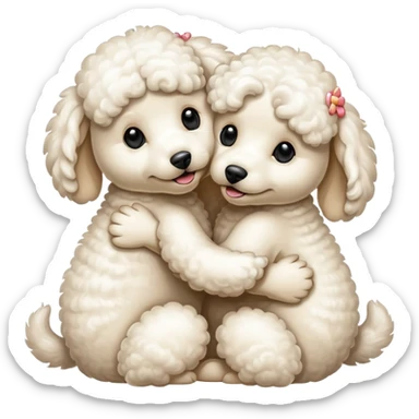 Poodles hugging eachother sticker
