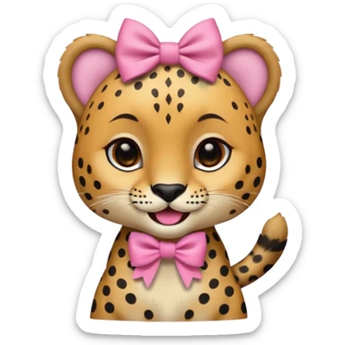 Cheetah with pink  bow sticker