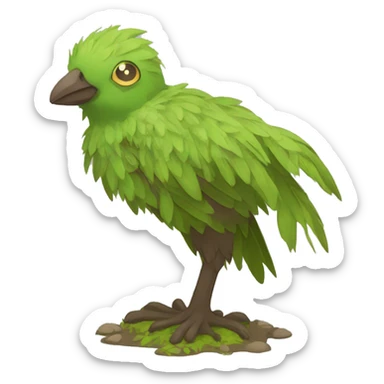 earthly muddy fresh Cool Cute Fantasy legendary swampy tree-jungle-bird plant-grass-type-Dendro-avian Fakemon full body sticker