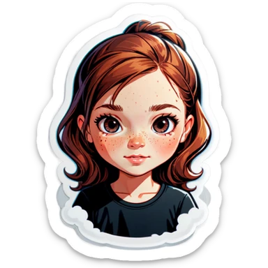 freckled girl in black shirt sticker
