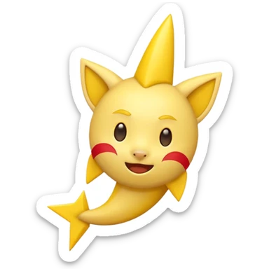yellow emoji with red cheeks and pointy ears, small lightning bolt tail, 3D emoji style, 1:1
 sticker