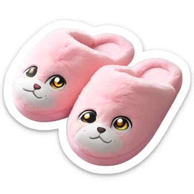 soft pink cute furry sleep slippers sticker
