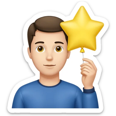 man holding star yellow balloon  sticker