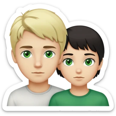 un ragazzo biondo occhi verdi e una ragazza mora occhi verdiv sticker