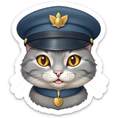 cat with a smirk wearing a cadet hat sticker