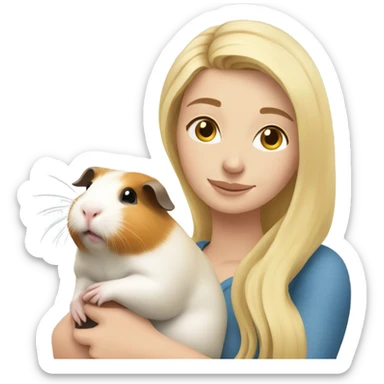 blonde woman hugging a guineapig sticker