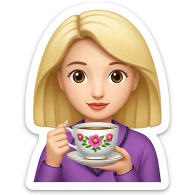 woman holding teacup sticker