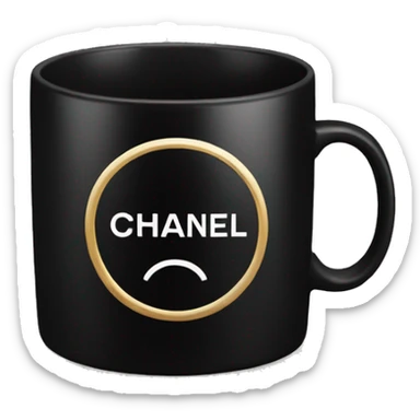 Black mug with chanel sign on  sticker