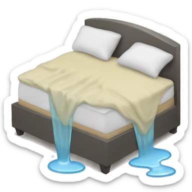 Bed with spilled water sticker
