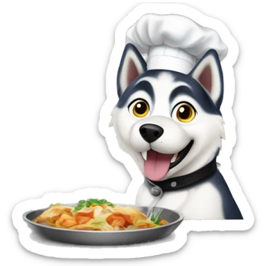A Siberian husky as a chef in a restaurant  sticker