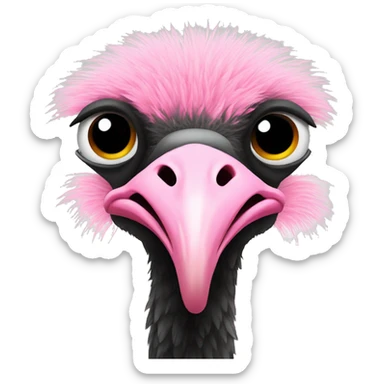 ostrich full body with pink neck and black feathers with white at the border sticker