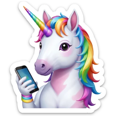 unicorn with new phone sticker