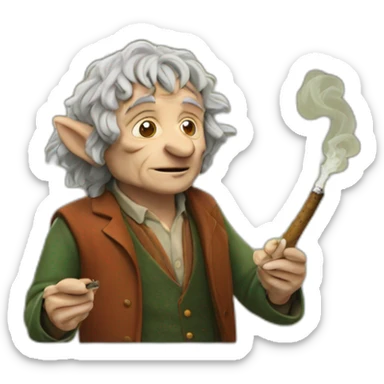 Bilbo the hobbit smoking cannabis sticker