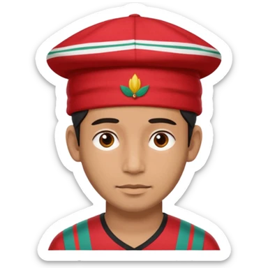 man wearing a Nepali Dhaka topi with stripes and design on it and it should be in red colour sticker