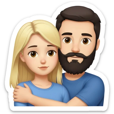 tall dark-haired bearded male cuddling his short blonde girlfriend sticker
