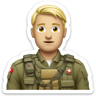 A swiss soldier, that is blond and looks not amused sticker