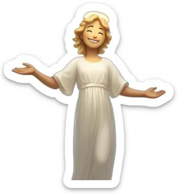 angel guide, with outstretched wings and a peaceful, reassuring smile, enveloped in a soft, celestial light sticker