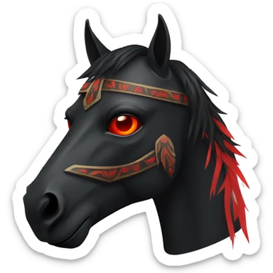 Black mask of a horse with vertical turned red eyes in a tribal style sticker